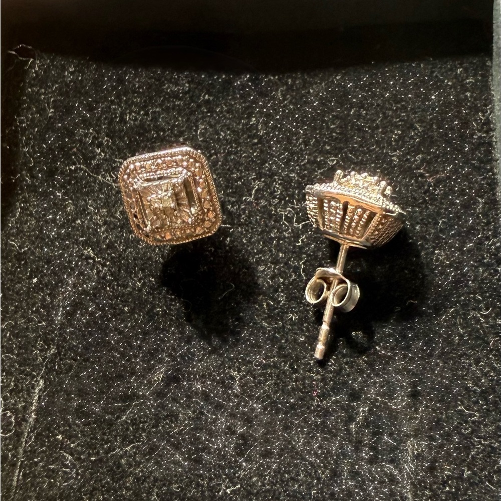 Elegant Diamond Accent Silver Stud Earrings